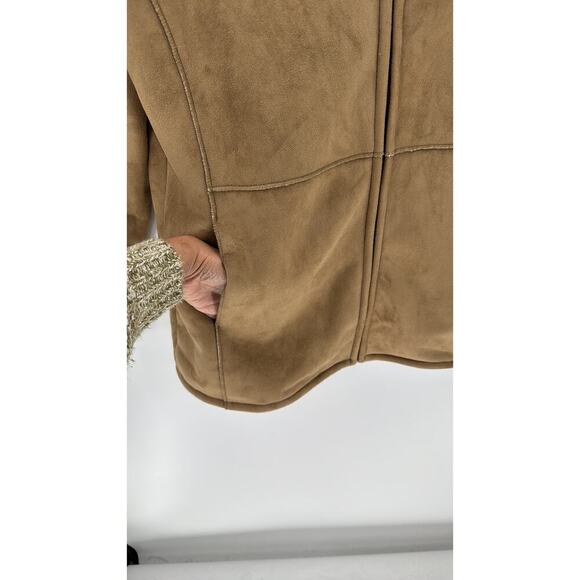 SHAVER LAKE Faux Suede Sherpa Lined Jacket sz xl Front Zip Tan Exposed Seams - Picture 5 of 7